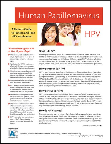 Human Papillomavirus: A Parent's Guide to Preteen and Teen Vaccination