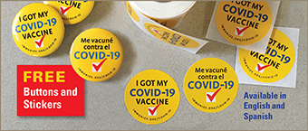 Order COVID-19 Buttons and Stickers Today