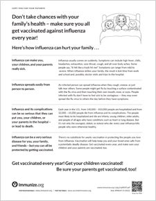 Don�t Take Chances with Your Family�s Health � Make Sure You All Get Vaccinated Against Influenza Every Year!