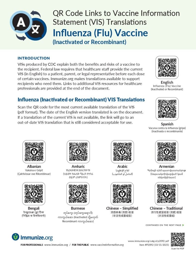 Vaccine Color Code Clinical Resources: VIS-Related Resources | Immunize.org