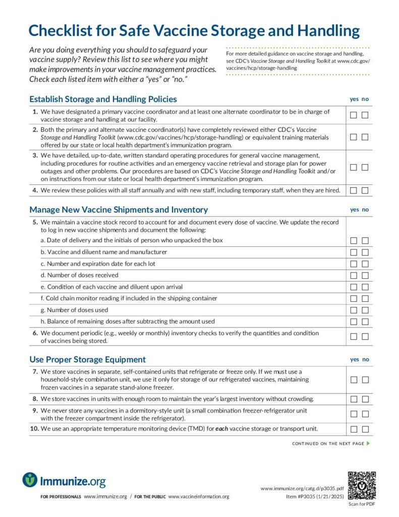Pre Shot Routine Checklist Clinical Resources: A-Z | Immunize.org