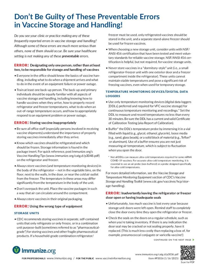Clinical Resources: Storage & Handling | Immunize.org