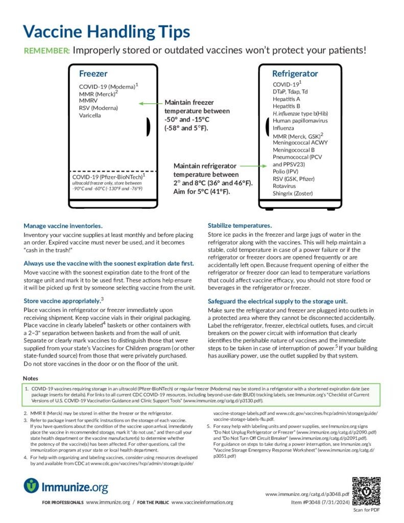 Clinical Resources: Storage & Handling | Immunize.org