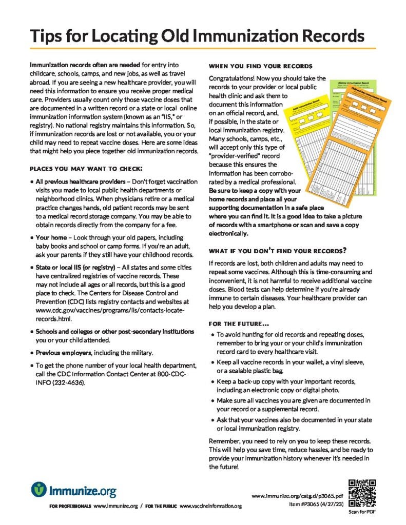 Clinical Resources Documenting Vaccination Immunize Org