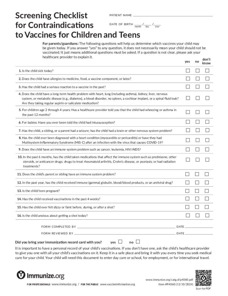 clinical-resources-screening-checklists-immunize-org for Free Printable Printable Proof Of Flu Shot Form Clinical Resources: Screening Checklists | Immunize.org for Free Printable Printable Proof Of Flu Shot Form