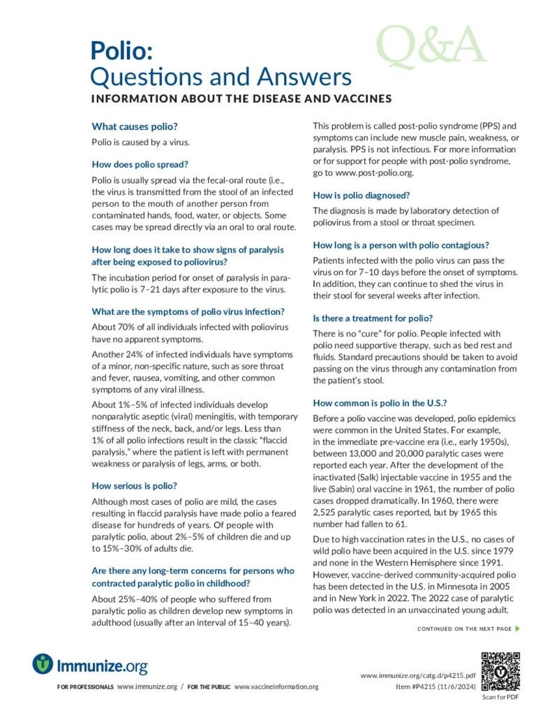 Polio Form Polio Immunization Resources for Healthcare Providers | Immunize.org