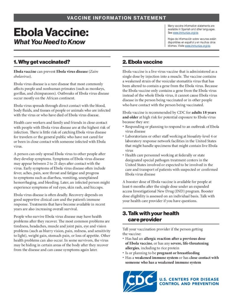 Ebola Vaccine Information Statements (VIS) | Immunize.org