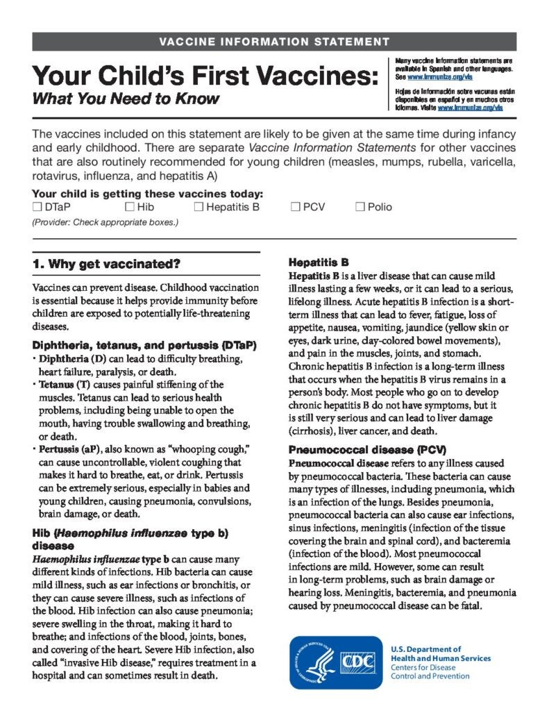 Multi-Vaccine Vaccine Information Statements (VIS) | Immunize.org