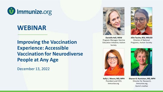 Improving the Vaccination Experience: Accessible Vaccination for Neurodiverse People at Any Age